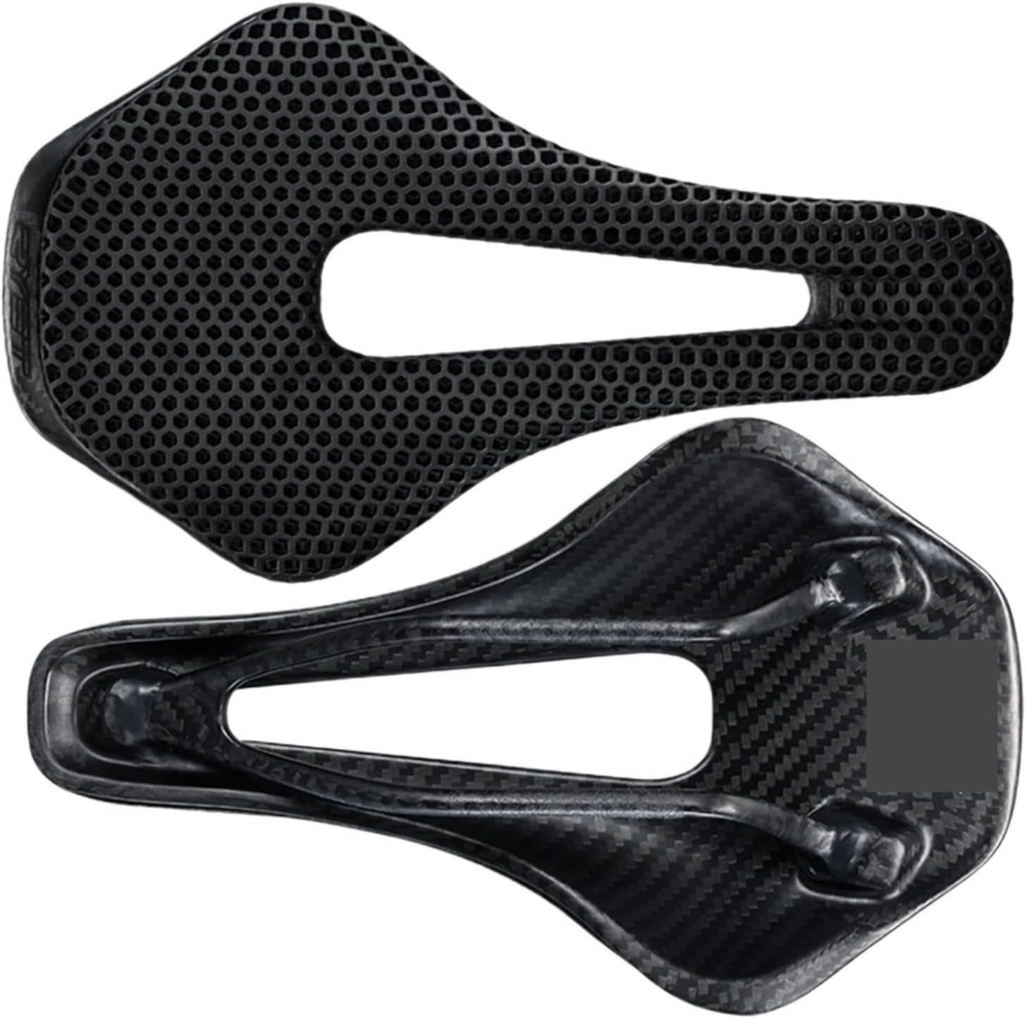 3D Printed Saddle Ultralight Hollow Comfortable Full Carbon Road Racing Bike Cycling Fit for Seat Bike Cushion Parts(White Carbon Base)