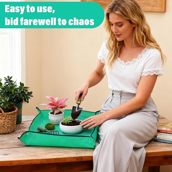 2pcs RepottingWJIAAA 2pcs Repotting Mat for Indoor Plants, 19.6 Mat for Indoor Plants, 19.69in Waterproof Foldable Potting Mats with Mess Control, Gardening Supplies for Transplanting Succulent