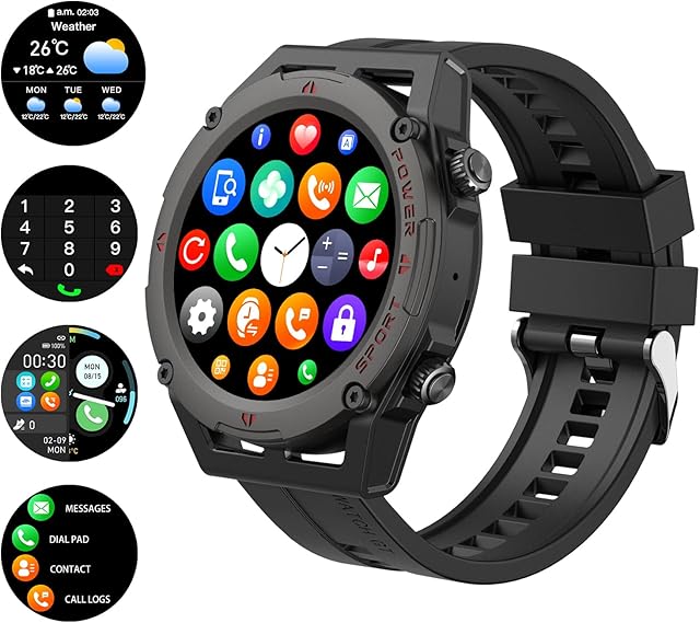 Kingstar Smart Watches - 1.32" Smartwatch for Men with Text and Call | Fitness Tracker Watch with Heart Rate Sleep Monitor,AI Voice, Pedometer, IP67 Waterproof Smart Watches for Android iOS Phones