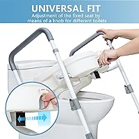 Vista 5 de Asiento de inodoro elevado con asas para ancianos – Elevadores de asiento de inodoro para personas mayores con brazos acolchados ajustables