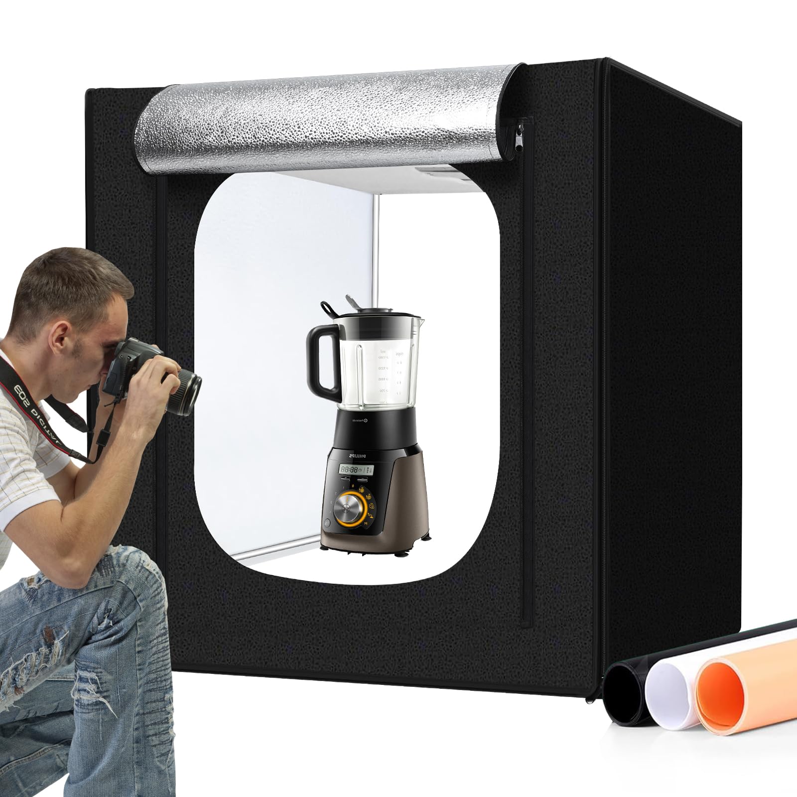 32x32 Inch Photo Studio Photo Light Box for Photography, 405 LED Large Lightbox with 3 Light Panel Stepless Dimming and Soft Light Cloth Professional