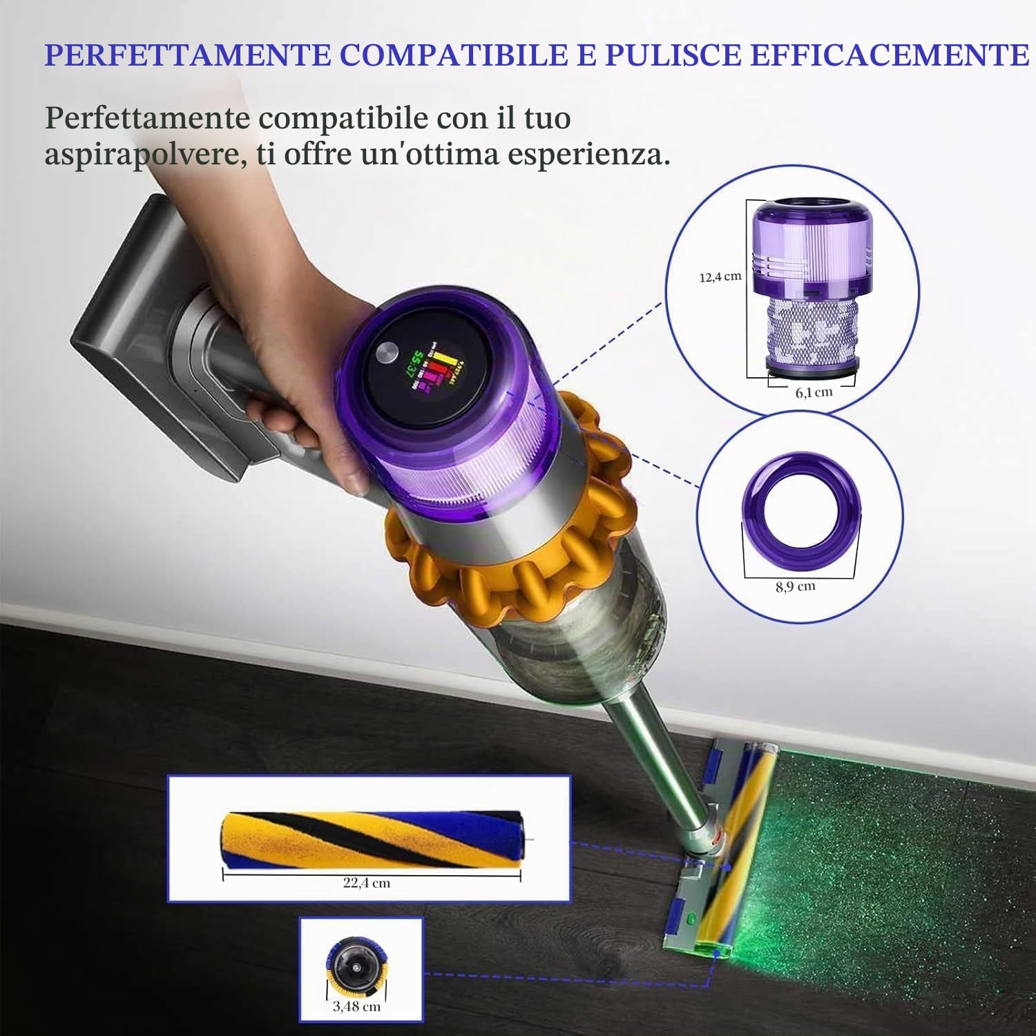 Rullo spazzola per aspirapolvere Dyson V15 Detect Slim Absolute Total Clean Extra Rotolo di ricambio per aspirapolvere Dyson V15 Detect Slim Absolute Total Clean Extra Roll Ricambi Bocchetta per