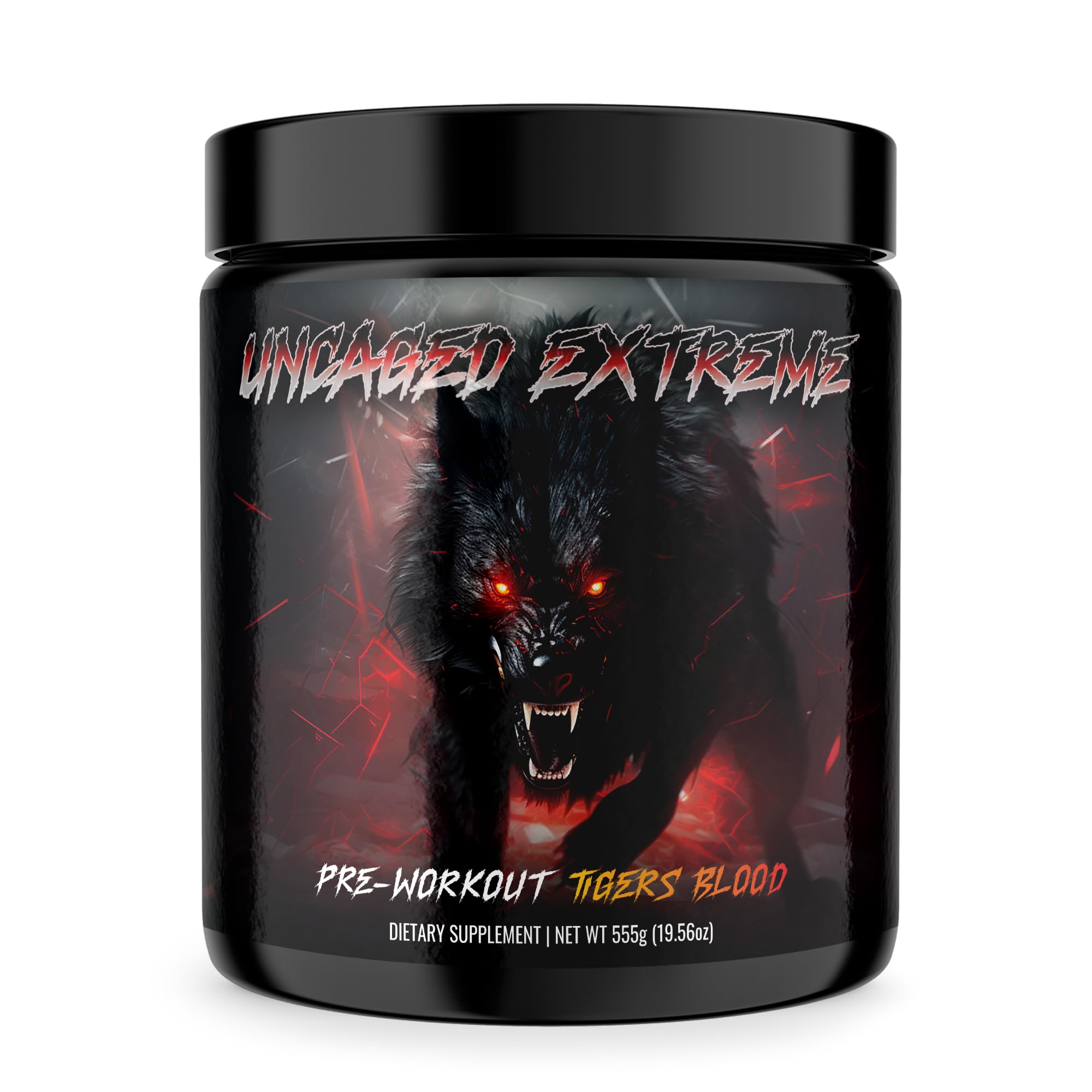 Uncaged Extreme Pre-Workout Powder - Extreme Energy, Focus, Nitric Oxide & Muscle Pump - Extreme Formula with L-Citrulline, Beta-Alanine, Rhodiola Rosea - 30 Servings - 1.22 Pound (Tigers Blood)