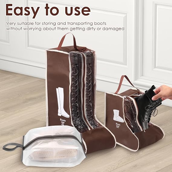 6Pcs Portable Boots Storage Bag, 3 Sizes Waterproof Shoe Bag Boots, Tall Boot Carry Bag, Wear Resistant Boot Storage Organizer Tall Boots Bags for Travels Daily Use