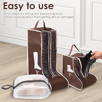 6Pcs Portable Boots Storage Bag, 3 Sizes Waterproof Shoe Bag Boots, Tall Boot Carry Bag, Wear Resistant Boot Storage Organizer Tall Boots Bags for Travels Daily Use