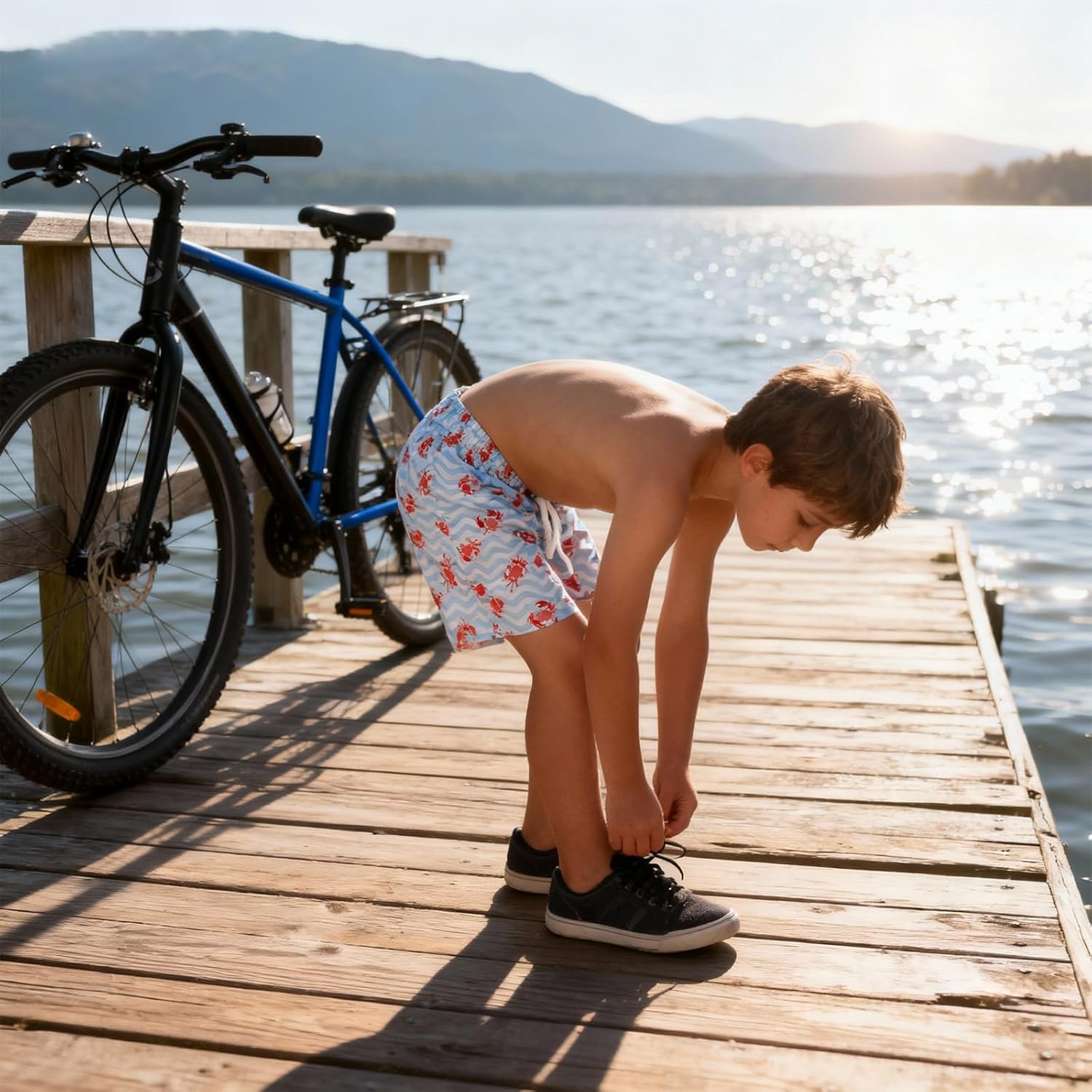 Cozople Boys Swim Trunks with Boxer Brief Liner Compression Swimwear Quick Dry Swim Shorts Bathing Suits 7-20 Years - Image 5