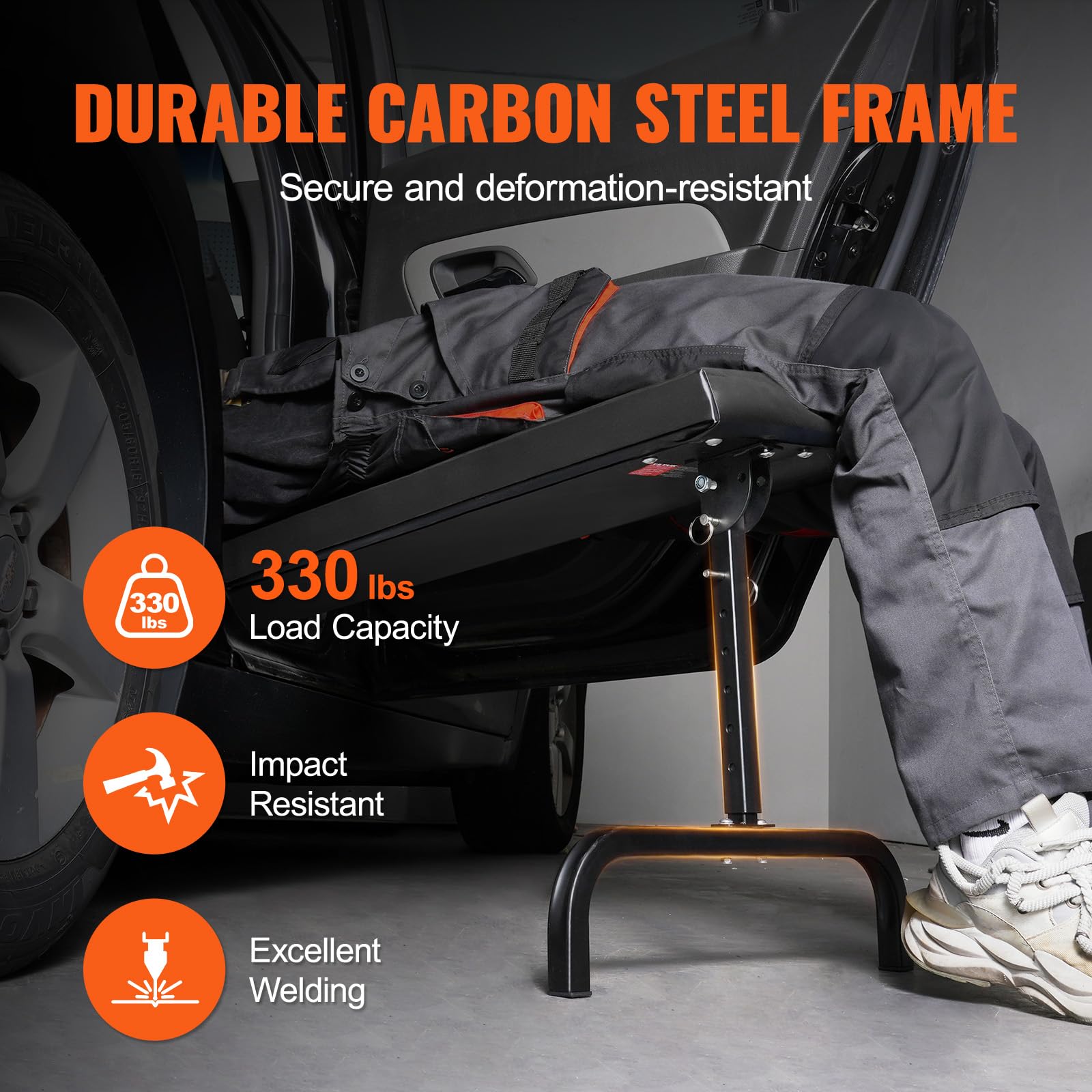 Banc Mécanicien VEVOR 101cm - Charge 150kg - Hauteur Réglable 51-69cm - Pour Travail Sous Tableau De Bord