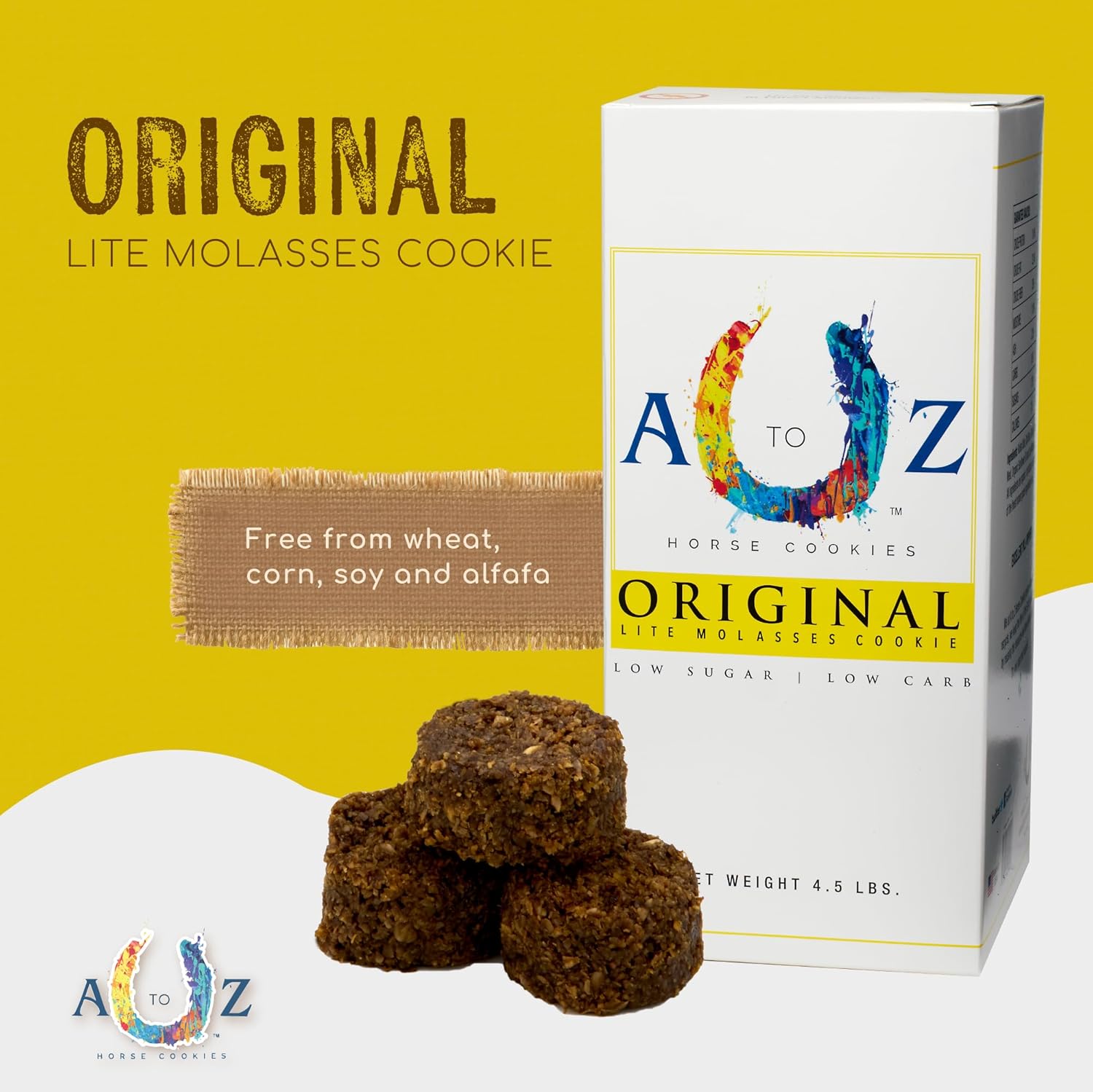 Horse Treats, Original Flavor, A Softer Cookie/Pill Popper Made w/Lite Molasses, Low Carb/Sugar, Wheat, Corn, Soy & Alfalfa Free. All Natural Ingredients, 4.5 lb