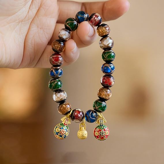 Bracelets For Womens Unisex Multicolor Beaded Bracelet, Five-color Bead Chain Men And Women-color-14mm