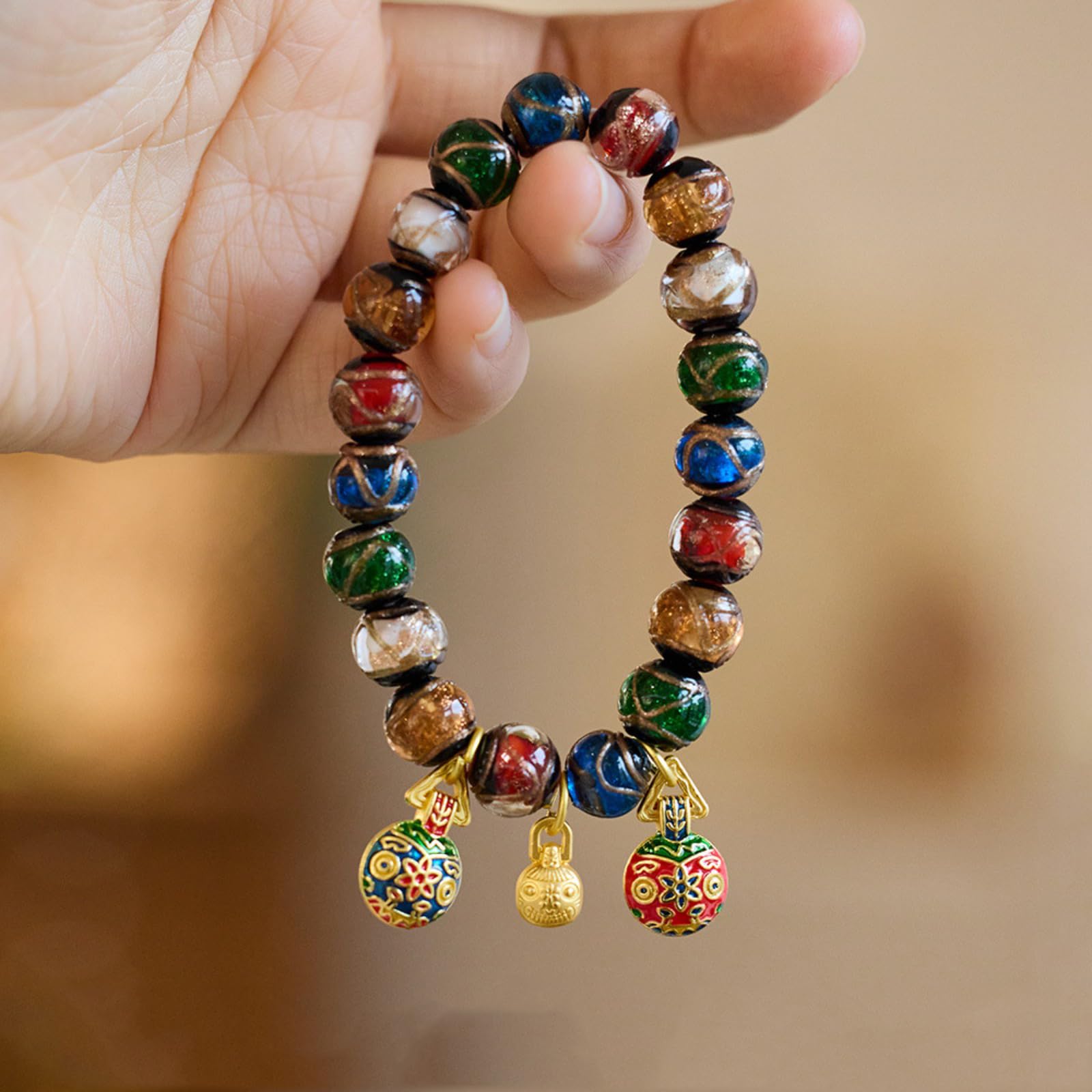 Armband Damen Unisex Multicolor Perlen Armband, Fünf-Farben Kette Für Männer Und Frauen-farbe-14mm