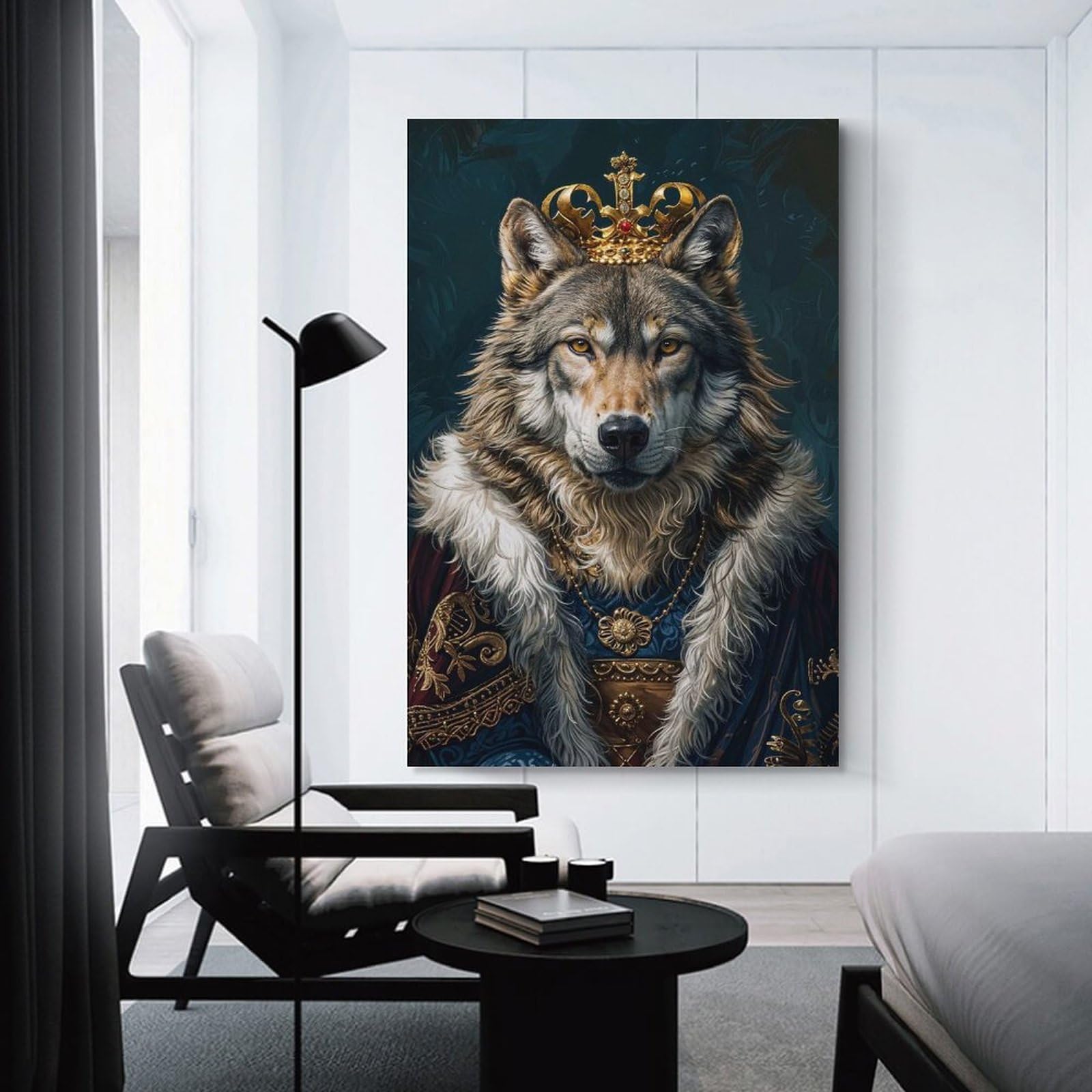 Junmoney Unframe-Style-20-1 Wolf King Decorative Wall Artwork, 08X12inch(20X30cm), For Hallway, Lounge Or Guest Room, Decorative Present For New Homes