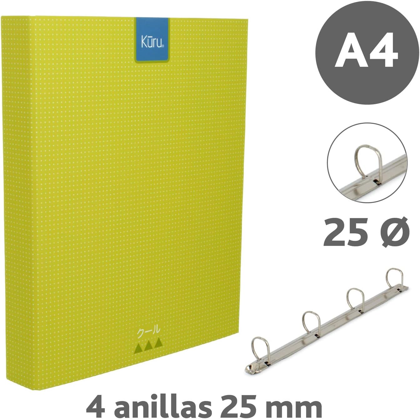 grafoplás 07325620-carpeta Ring Binder A4 Kuru, Green, Extra Soft Touch, 4 Rings 25 mm