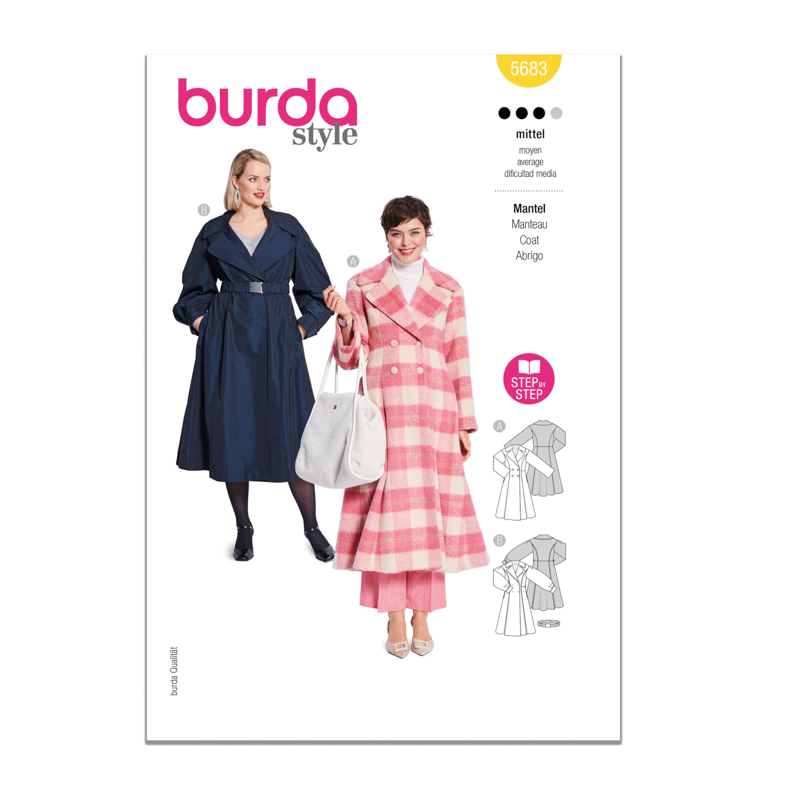 Burda Sewing Pattern X05683BURDA Burda Style Pattern 5683 Misses' Coats 10-22 (36-48)