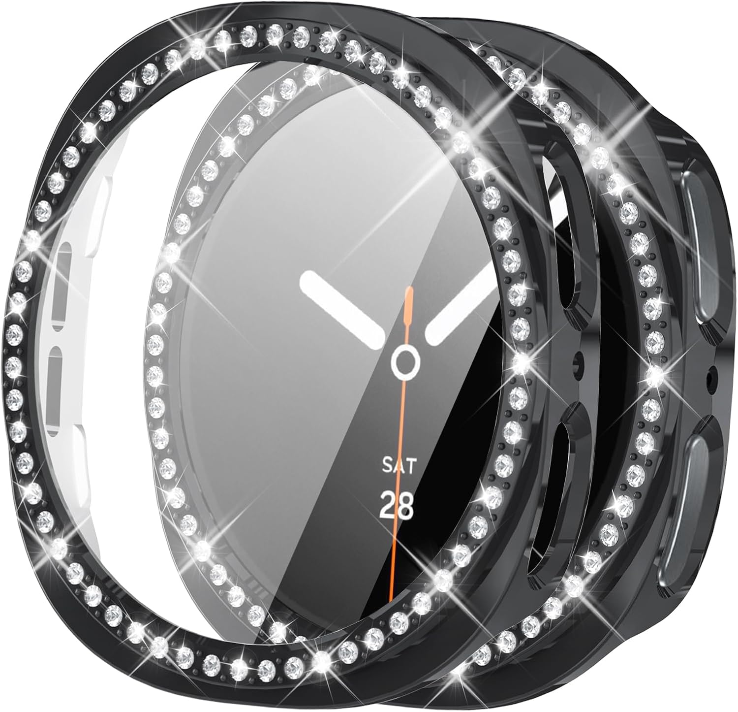 Bling Case for Samsung Galaxy Watch 8 Screen Protector 44mm, Glitter Diamonds Case Bumper + HD Clear Screen Protector, Unique Color Face Cover for Samsung Watch 8 Bands Accessories (44mm, Colorful)