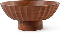 LuxeDesigns Handcrafted Acacia Wood Footed Fruit Bowl - Elegant Decorative Serving Bowl for Kitchen Dining Centerpiece