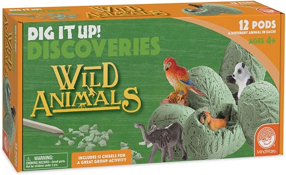 Dig It Up! Discoveries Wild Animals - Kit Includes 12 Eggs Each with a Different Animal, 12 Chiseling Tools and Instructions