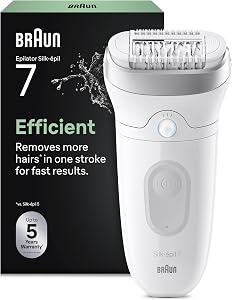 Braun Depiladora Eléctrica Mujer Silk·épil 7 Depiladora Corporal con Cabezal Ancho para Una Fácil Eliminación del Vello, con Cepillo de Limpieza, Uso en Seco Y Mojado, Depilación Suave Duradera, 7-011