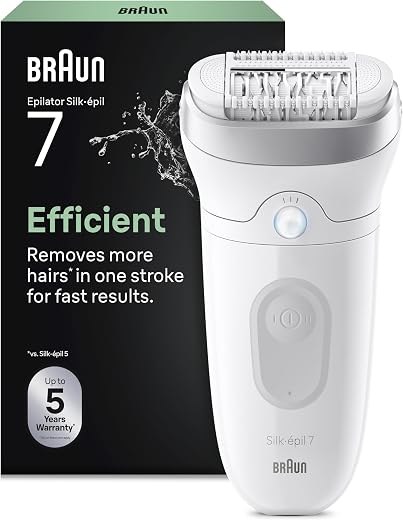 🚫 [CADUCADO] 🔥 Braun Silk·épil 7 Electric Epilator Woman, 7-011, Silver | Body Epilator with Wide Head for Easy Hair Removal, Water Resistant, Set with Cleaning Brush