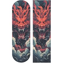 Red Dragon Pattern Skateboard Grip Tape 9" x 33" Bubble Free Waterproof Skateboard Grip Tape Sheet Non-Slip Grip Tape for Skateboard Longboard
