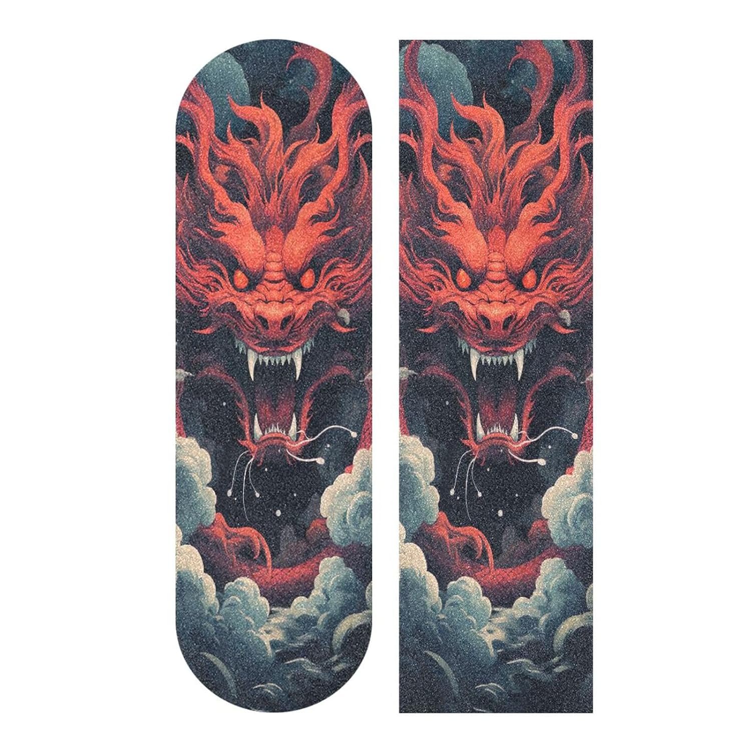 Red Dragon Pattern Skateboard Grip Tape 9" x 33" Bubble Free Waterproof Skateboard Grip Tape Sheet Non Slip Griptape for Skateboard Longboard