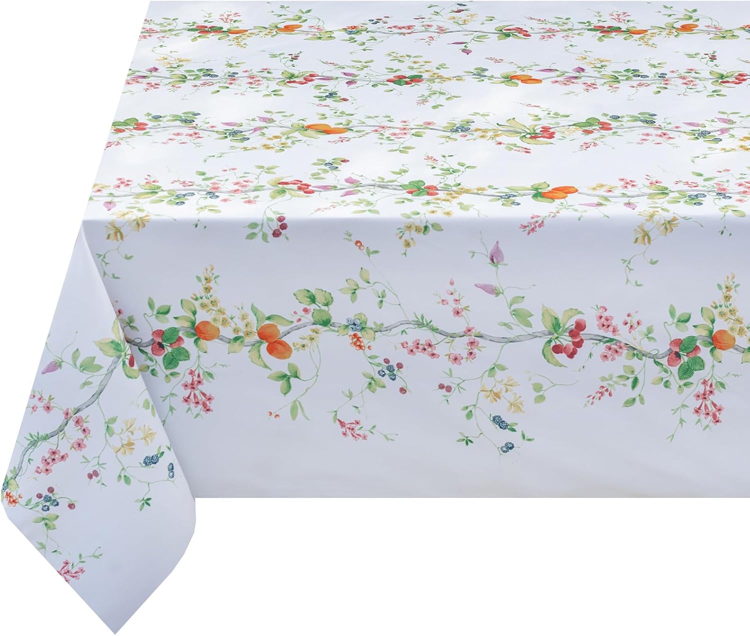 Benson Mills Spillproof Spring/Summer Durable Heavyweight Fabric Indoor Outdoor Tablecloth, Washable Table Cloth for Rectangle Tables, Patio Table Covers (60" x 84" Rectangular, Flowering Orchard)