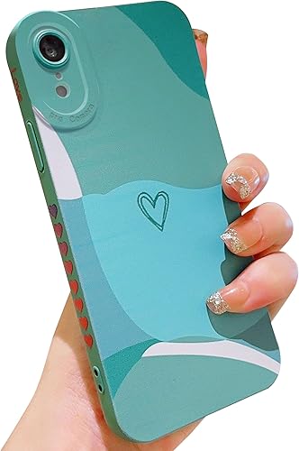 YKCZL Funda compatible con iPhone XR de 6.1 pulgadas, bonito patrón de corazón pintado con lente de cámara completa, delgada, suave, a prueba de