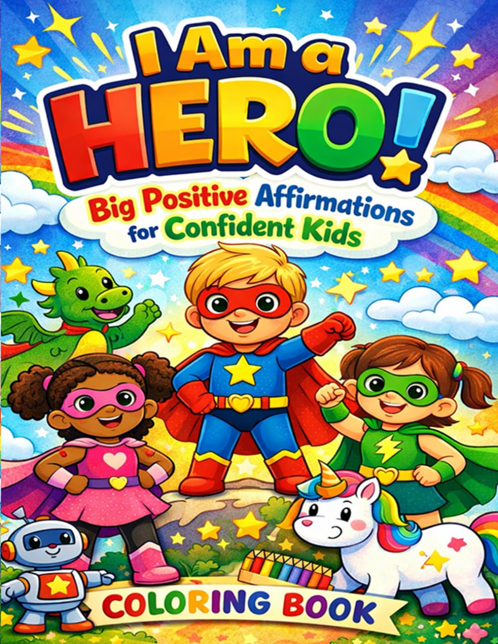 I Am a Hero! Big Positive Affirmations for Confident Kids: A Fun & Empowering Coloring Book to Build Confidence, Courage, and Positive Mindsets