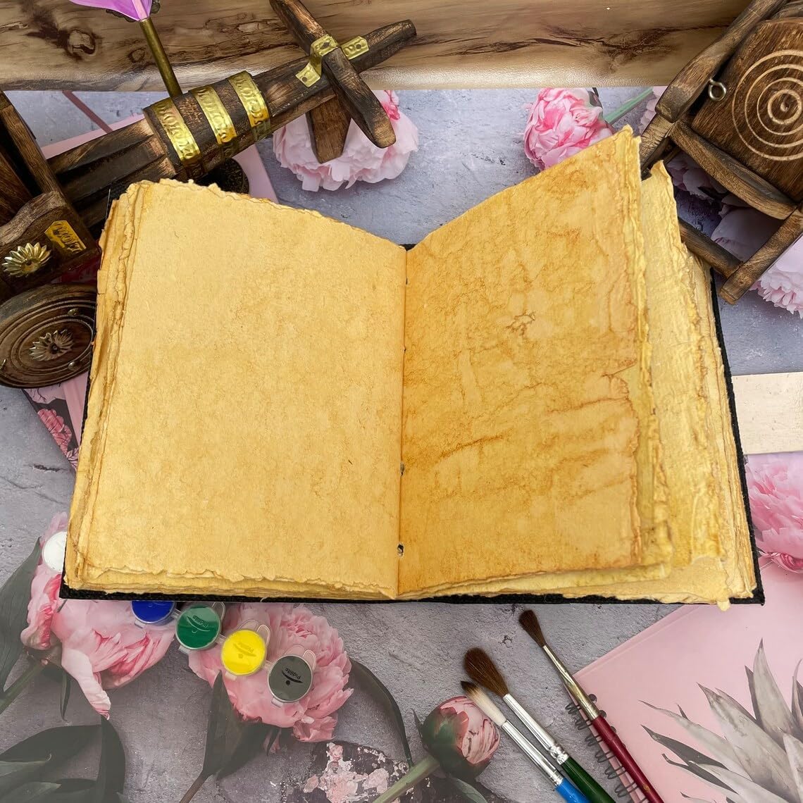 Grimoire Moon Phases Spell Book Of Shadows Journal, Witchcraft Supplies, Leather Bound Journal, Vintage Journal, Charmed Book Of Shadows, Vintage Notebook, Diary, Book Journal (8X6, ORANGE)