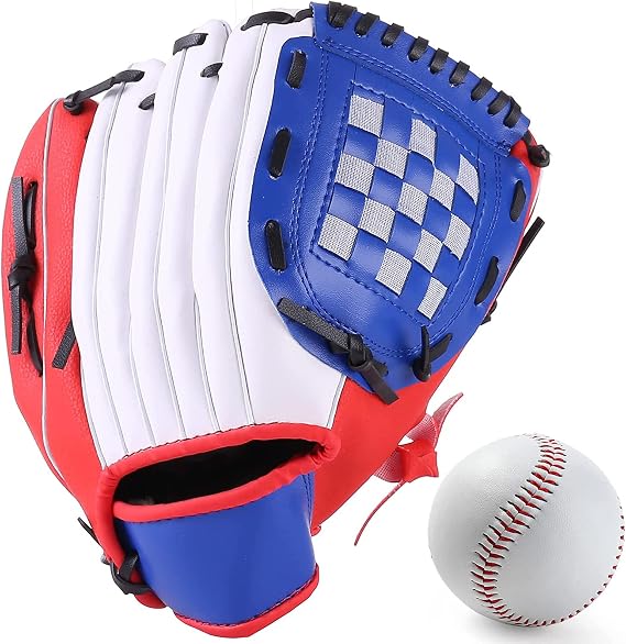 Baseball Glove,Baseball Softball Mitt with Ball for Kids Youth Adults Training and Beginner,Right Hand Throw,Left Hand Glove