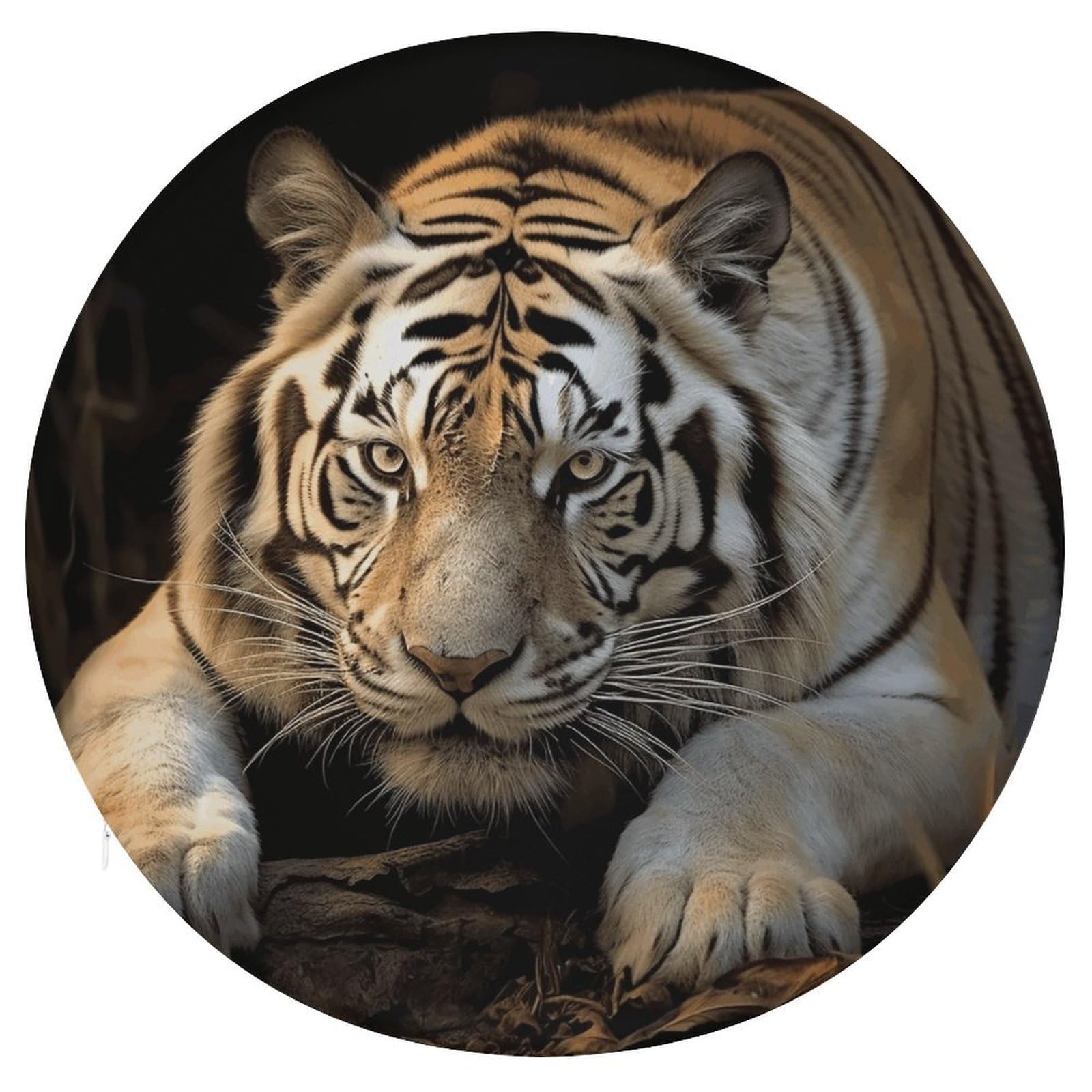 Wsoihfec Style Lying Tiger Seat Cushion Round Chair Pad
