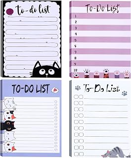 Outus 4 Pads Cat Sticky Notes 3.9 x 5.9 Inch Fun Sticky Notes to Do List Memo Pads for Cat Lover Gift, Cute Office School Supplies, 200 Sheets Total