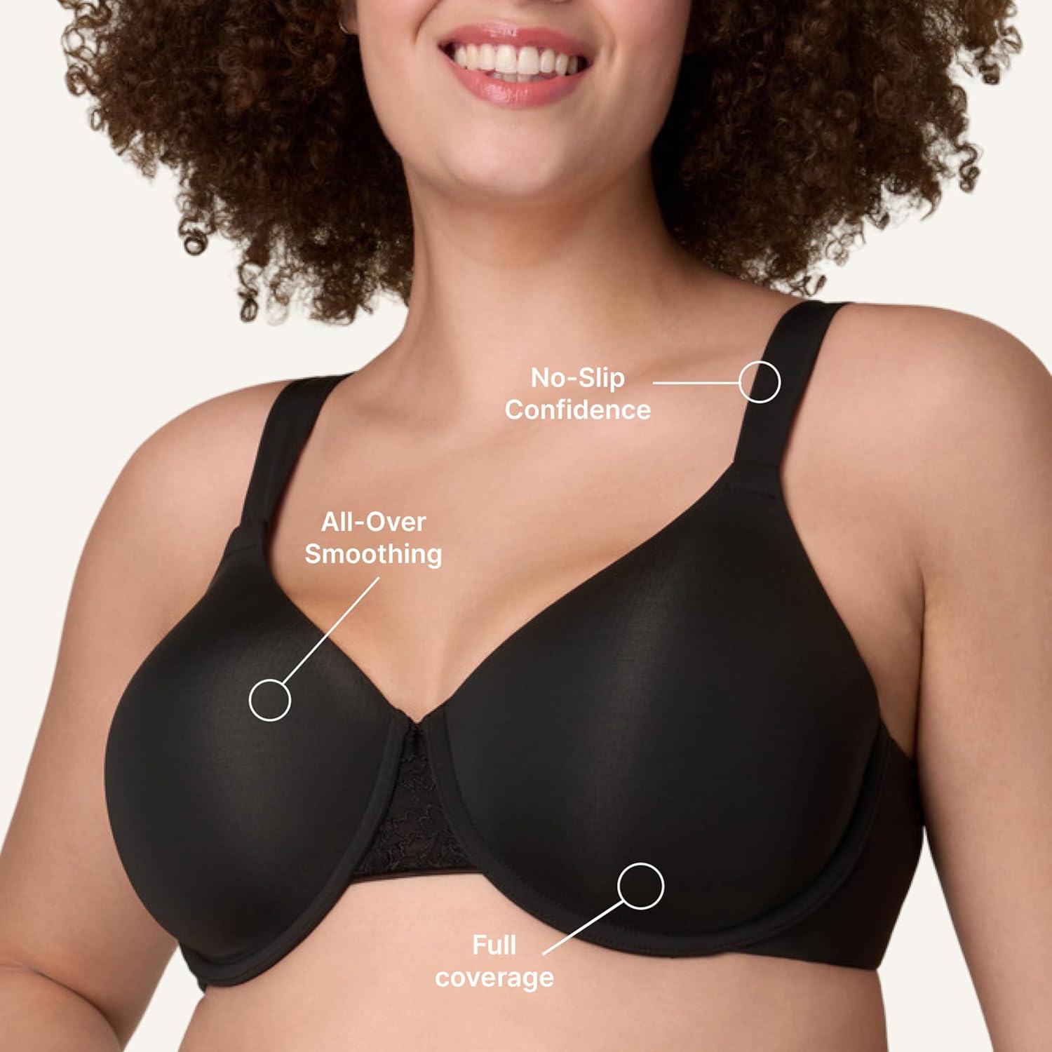 Playtex Women's Underwire Bra, Plus-Size T-Shirt Bras Available, Full Coverage, Moisture-Wicking, 4807