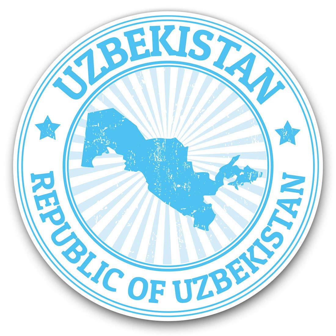 Destination Vinyl Ltd Republic Of Uzbekistan 4680 Vinyl Stickers (Set Of 2) 7.5Cm - Republic Of Uzbekistan #4680
