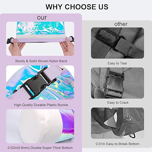 Miniatura 8 de Mochila seca impermeable  Bolsa de PVC para deportes de playa, natación, deportes, bolsa de hombro iridiscente, a prueba de fugas para piscina,