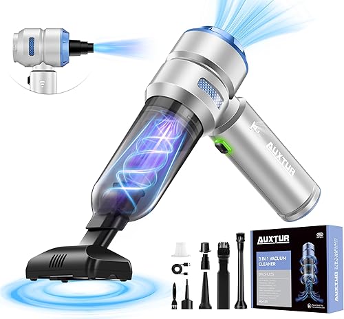 Aspiradora inalámbrica de mano para automóvil, mini limpiador 3 en 1 de 15000 PA, motor sin escobillas de alta potencia de 120 W, aspiradoras de