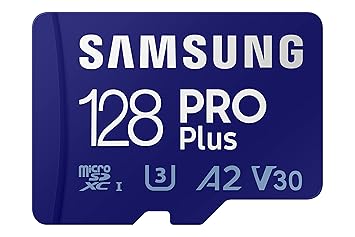 SAMSUNG Pro Plus Micro SD Memory Card + Adapter, 128GB microSDXC, Up to 160MB/s UHS-I, U3, A2, V30Full HD & 4K UHD, Expanded Storage for Phone, Gaming, Tablet, MB-MD128KA/AM