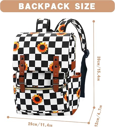 Miniatura 9 de MCWTH Mochila vintage para laptop para mujeres y hombres, bolsas escolares delgadas de 15.6 pulgadas con puerto de carga USB para estudiantes