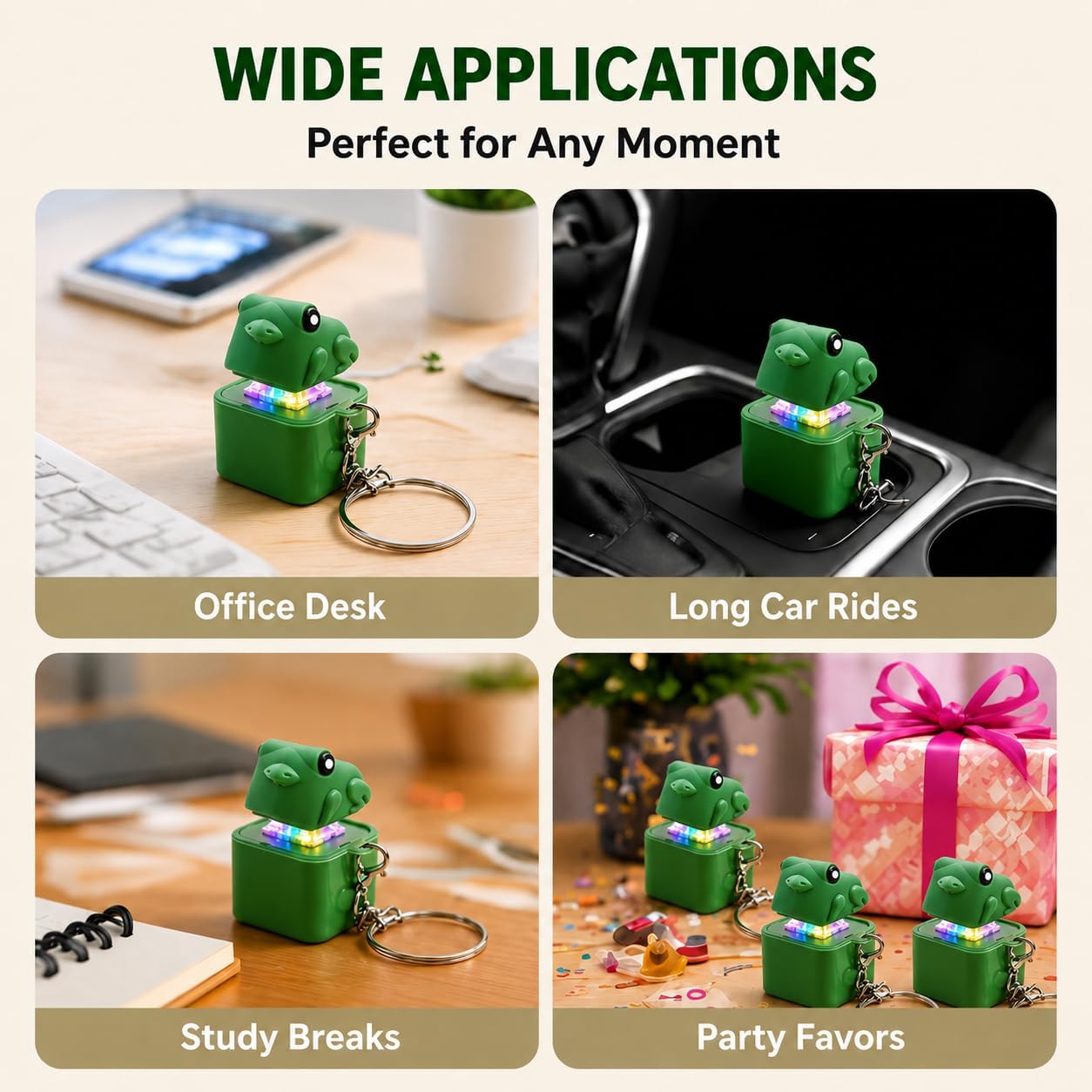 Frog Croaking Fidget Toy, Frog Keychain with Sound & Colorful Lights, Rechargeable Keyboard Clicker Fidget Toys Adults, Portable Anxiety and Stress Relief Toys Fun Gifts (2 Pack)