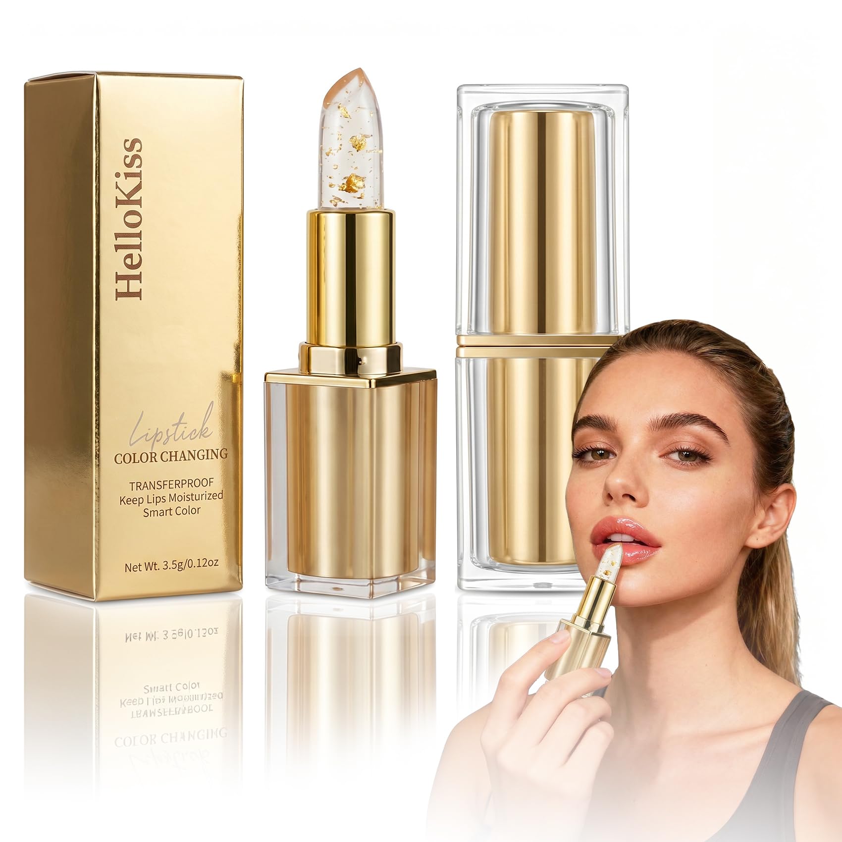 pH Adjusting Lipstick for Mature Women, Transferproof Clear Lip Gloss, Clear lip stick That Changes Color, Long Lasting 24 Hours Moisturizing, Suitable for All Skin Tones (2 Pcs)