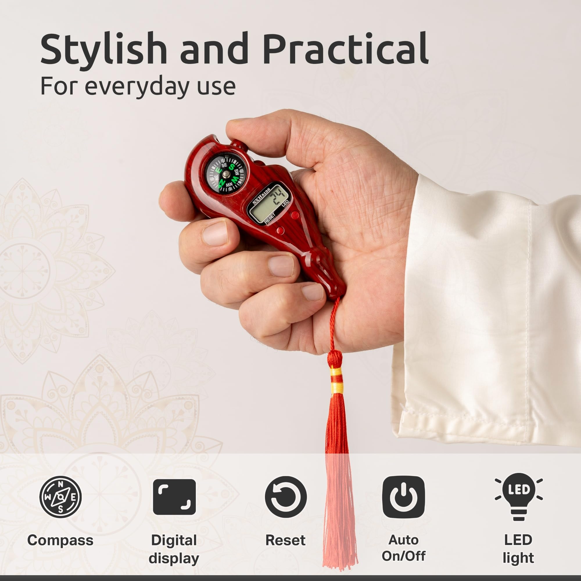 Digital Misbaha with Compass & Night Light -4 Digital Misbaha with Compass & Night Light -4