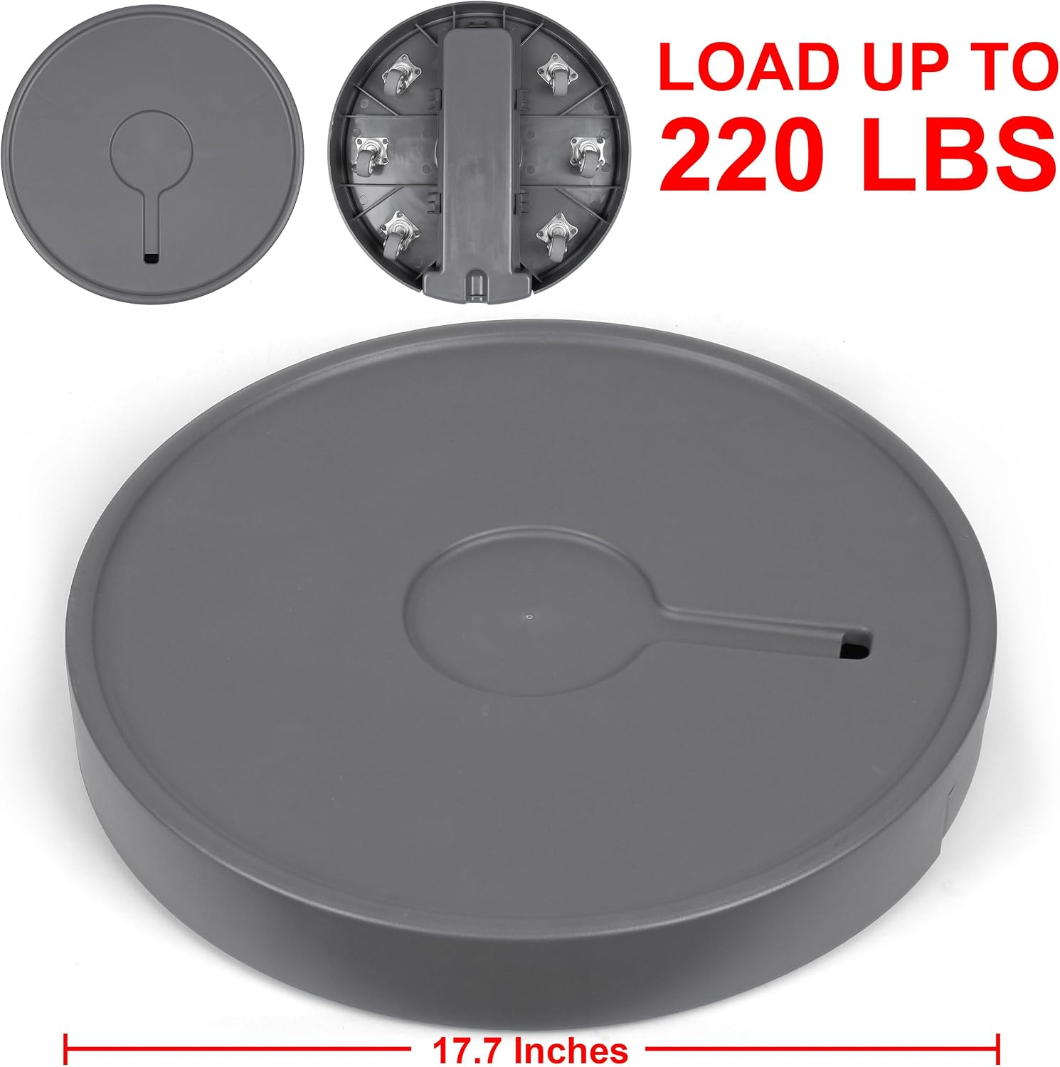 17.7 inch Plant Caddy with Wheels Heavy Duty, Movable Round Rolling Plant Stand Plant Dolly with Invisible Wheels and Water Drawer