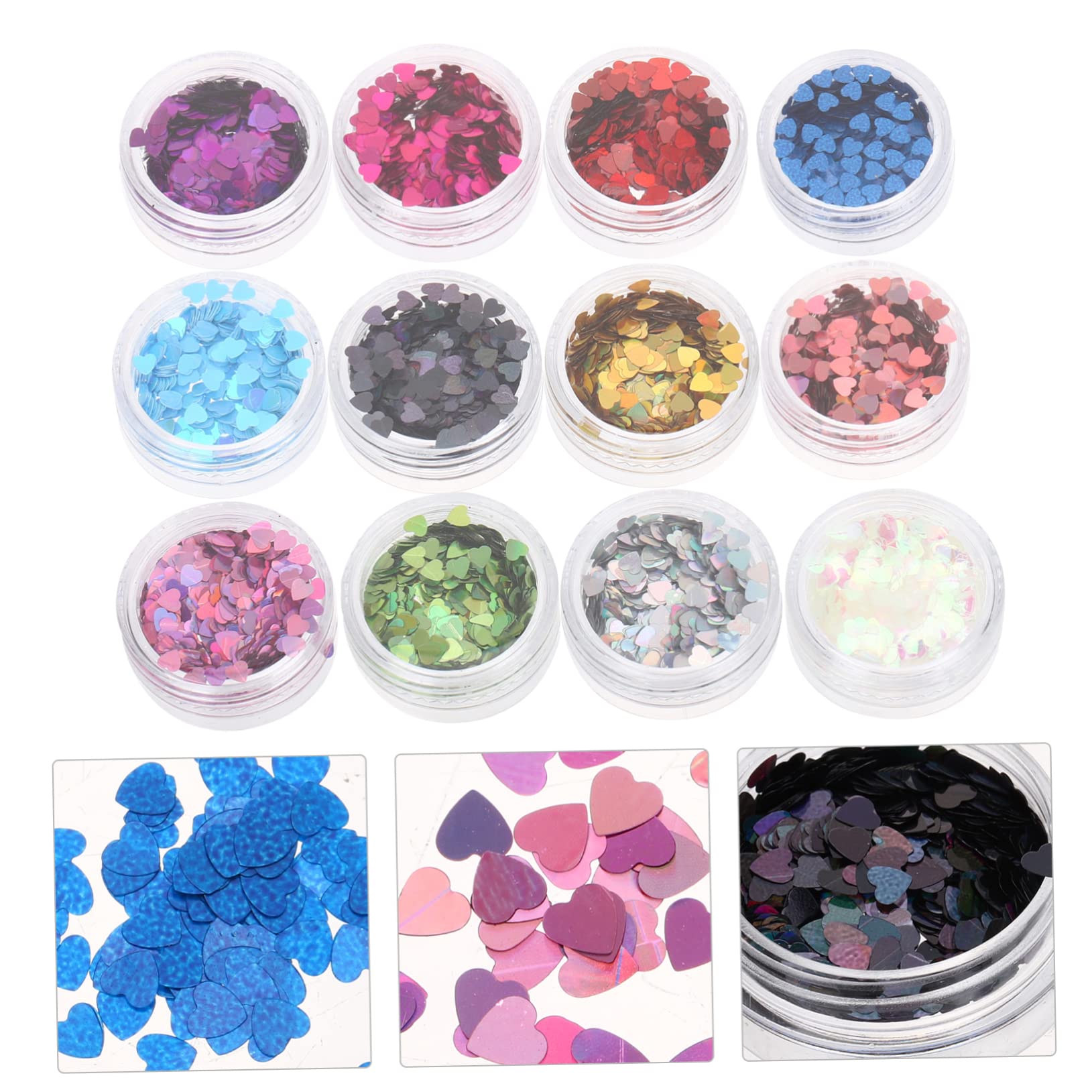 Didiseaon 5 Set Viso Glitterato Glitter Per Unghie A Cuore Adesivi Per Unghie Adesivi Per Smalto Strass Per L'artigianato Adesivi Per Nail Art Con Paillettes L'animale Domestico 12 Scatole*5