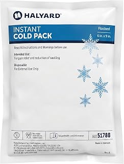 HALYARD Instant Cold Pack Disposable Cold Compress Ice Packs w/Flocking for Swelling Injuries Toothaches Sprains Strains 6 x 9 Inches, 24 Packs Per Case - 51788
