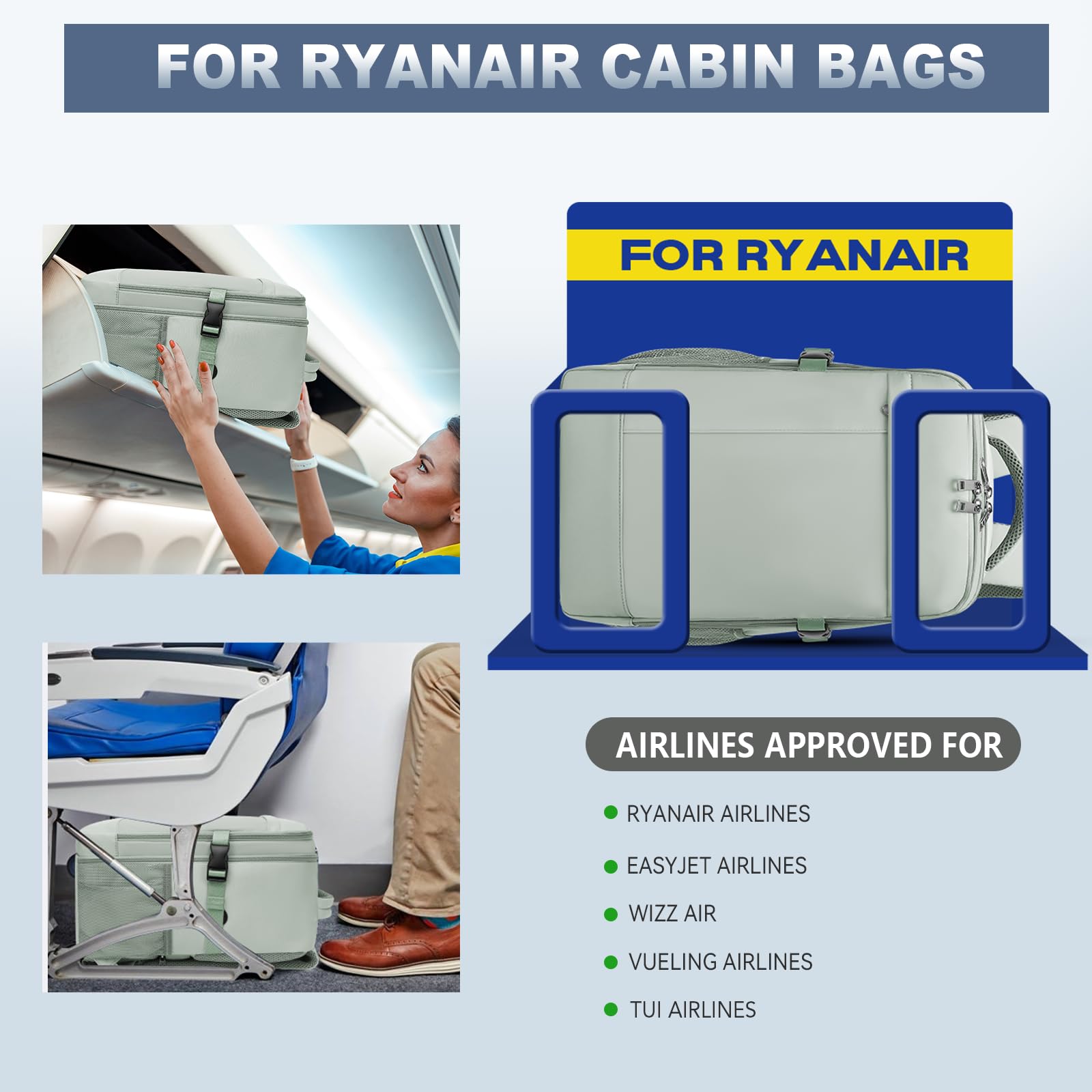 Zaino per Ryanair 40x20x25 Zaino da Viaggio Aereo Bagaglio a Mano Piccolo Zaini Aereo Borsa da Cabina Impermeabile per Uomo Donna