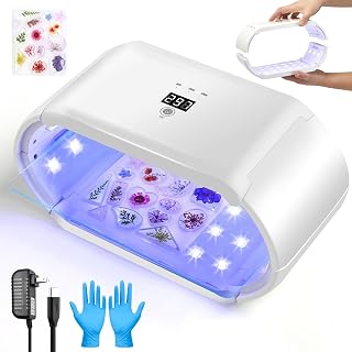 ENERFUN 48W UV Resin Light - Fast Double-Sided Curing Lamp, Foldable Portable with 4 Timers, Silicone Mold & Gloves