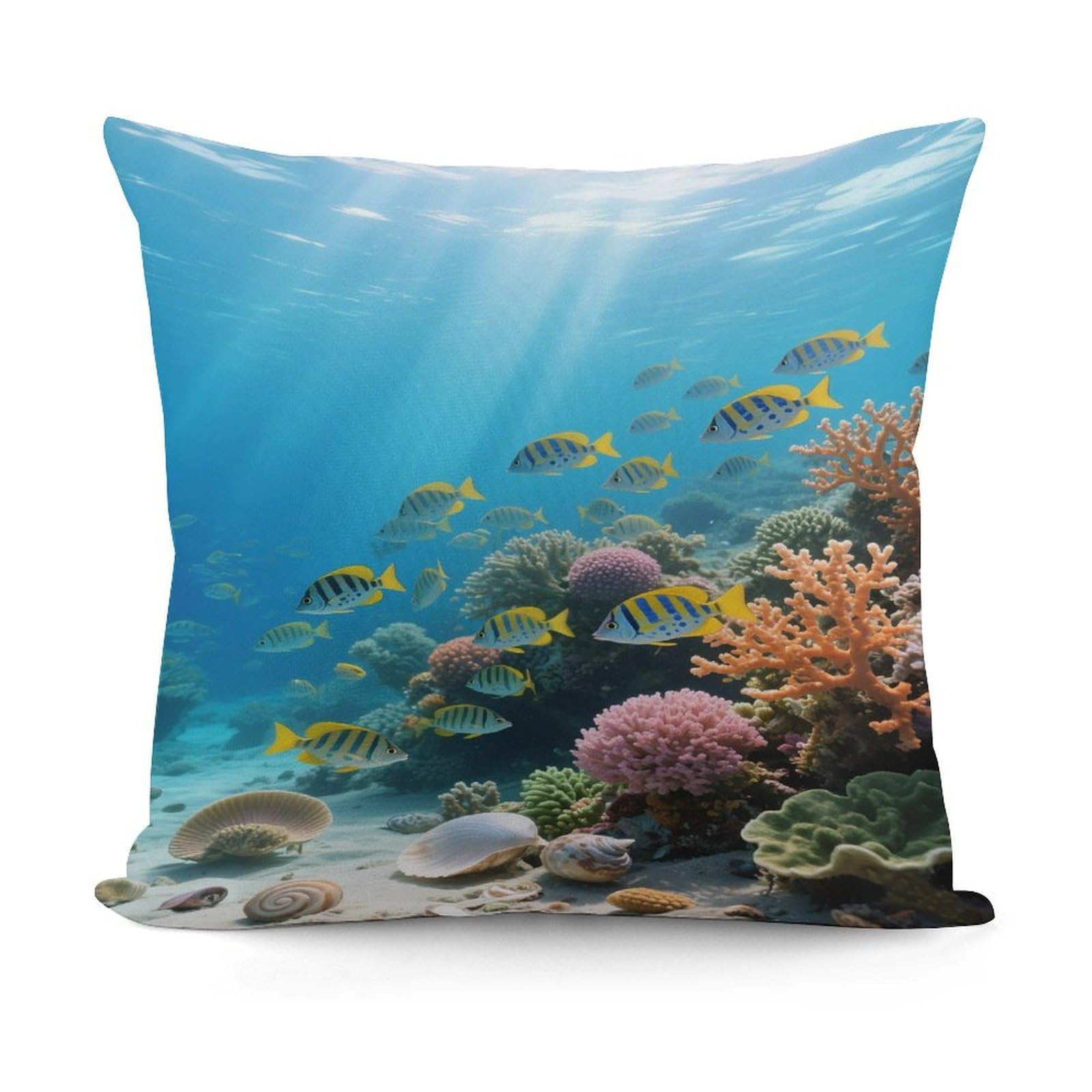 VstaDank Various Fish Coral Reefs Throw Pillow Covers Fade-Resistant Removable Pillowcase Square Cushion Case Cozy Pillow Case Breathable Pillow Protector Soft Pillow Shams 18"x18"