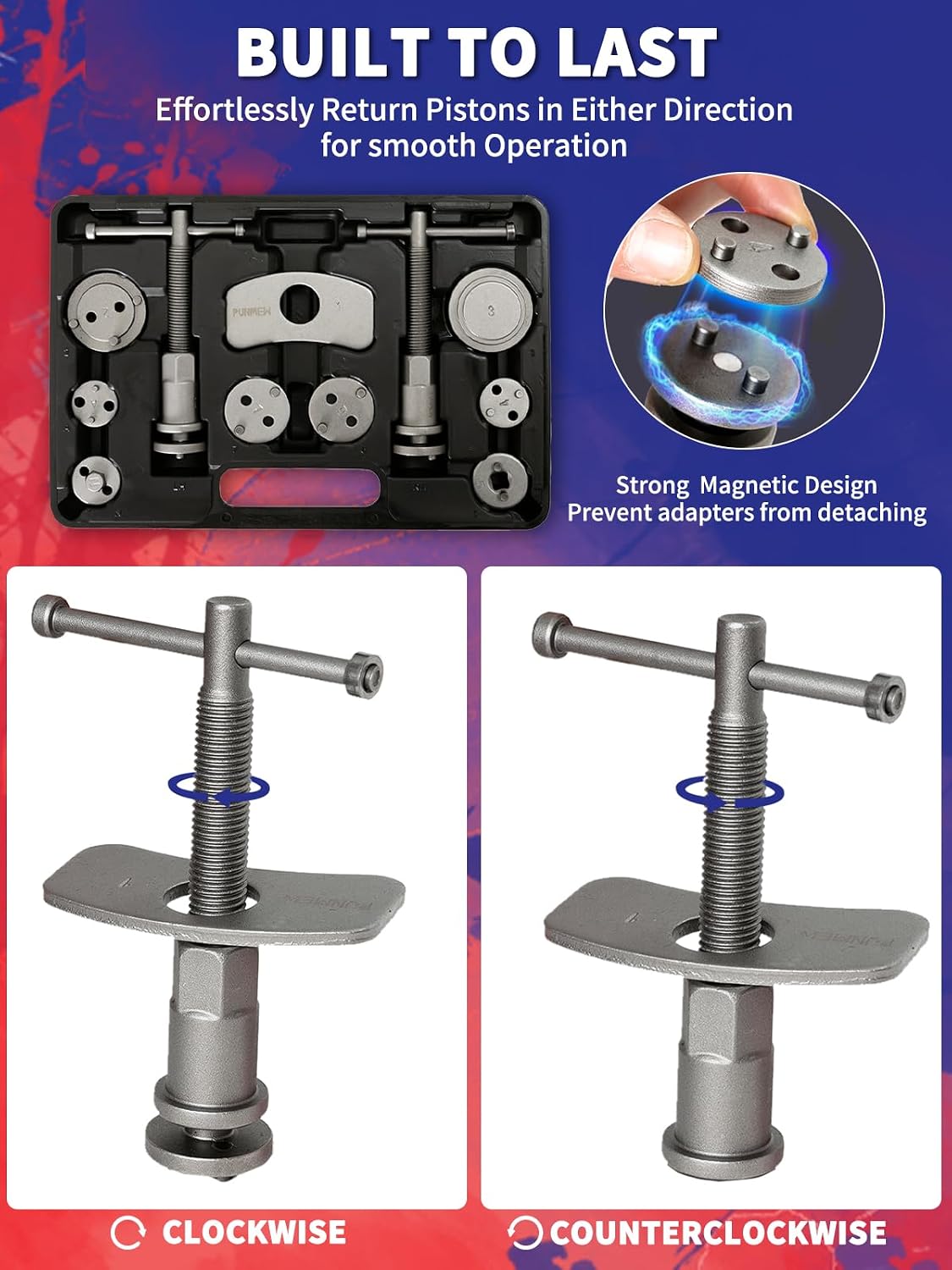 Brake Caliper Compression Tool 24-Piece Heavy Duty Disc Brake Piston Caliper Compressor Rewind Tool