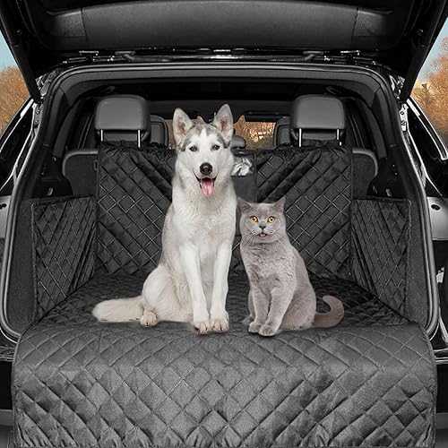 Funda impermeable antideslizante y duradera de carga para perros, cojín de asiento de coche con protector de paredes laterales y solapa de