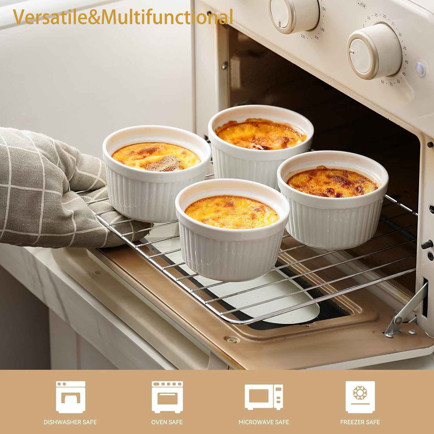 Sweejar Lot De 6 Ramequins En Porcelaine Pour Crème Brûlée, 283,5 G