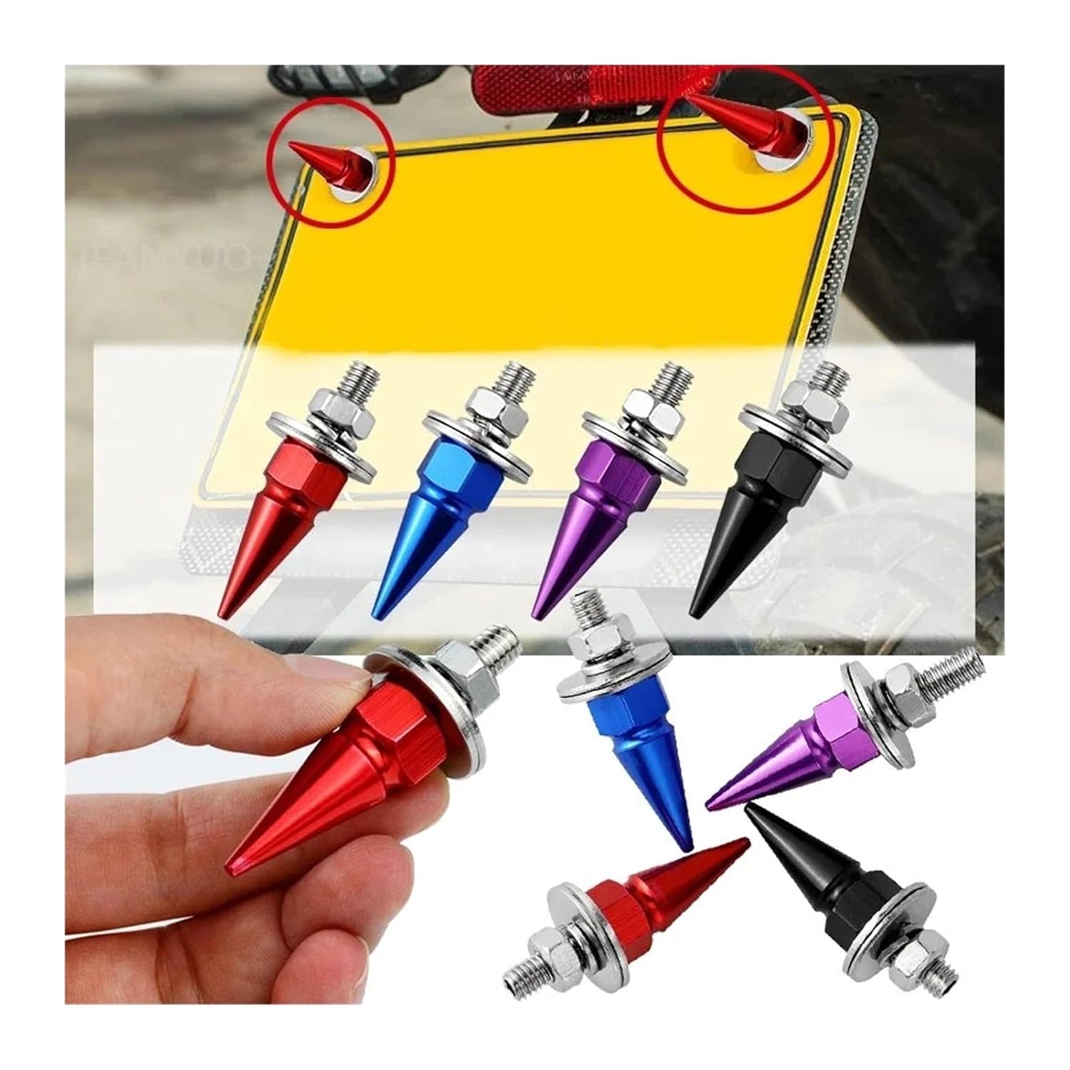 M6 Threaded Tips Screw Car Modified Fasteners Washer Bumper Engine Screws License Plate Aluminium Alloy Bolts(Red 1pc)
